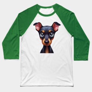 Adorable Doberman Pinscher Cartoon Baseball T-Shirt